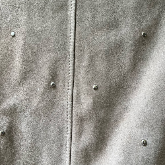 All Saints Taupe Silver Studded Suede jacket with discoloration. - Picture 10 of 10
